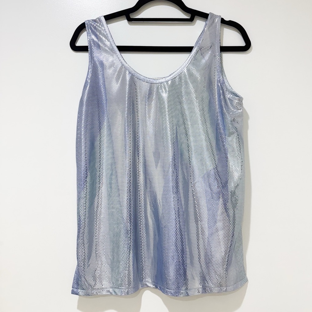 NWT 90s Y2K Cache Metallic Silver Mesh Tank